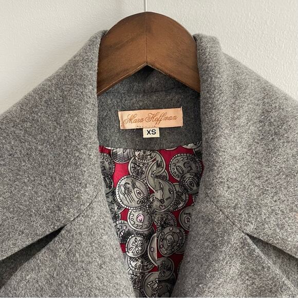Mara Hoffman | Women’s Black 100% Camel Hair Peacoat Pea Coat Jacket Trench Grey - Picture 3 of 8